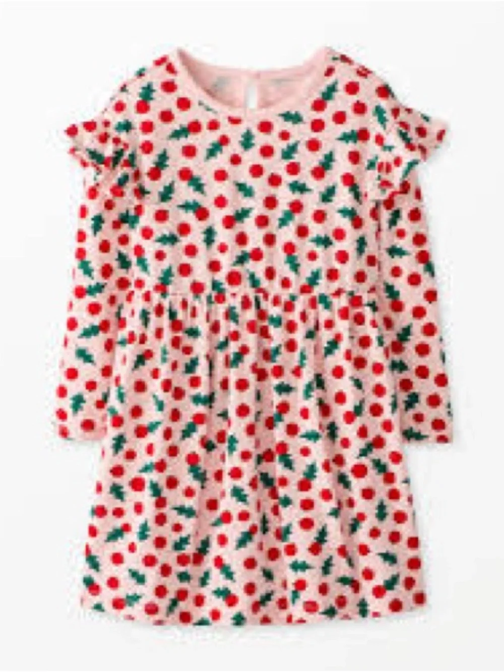 Hanna Andersson Pink Snowberries long-sleeve skater twirl dress 6-7 girls